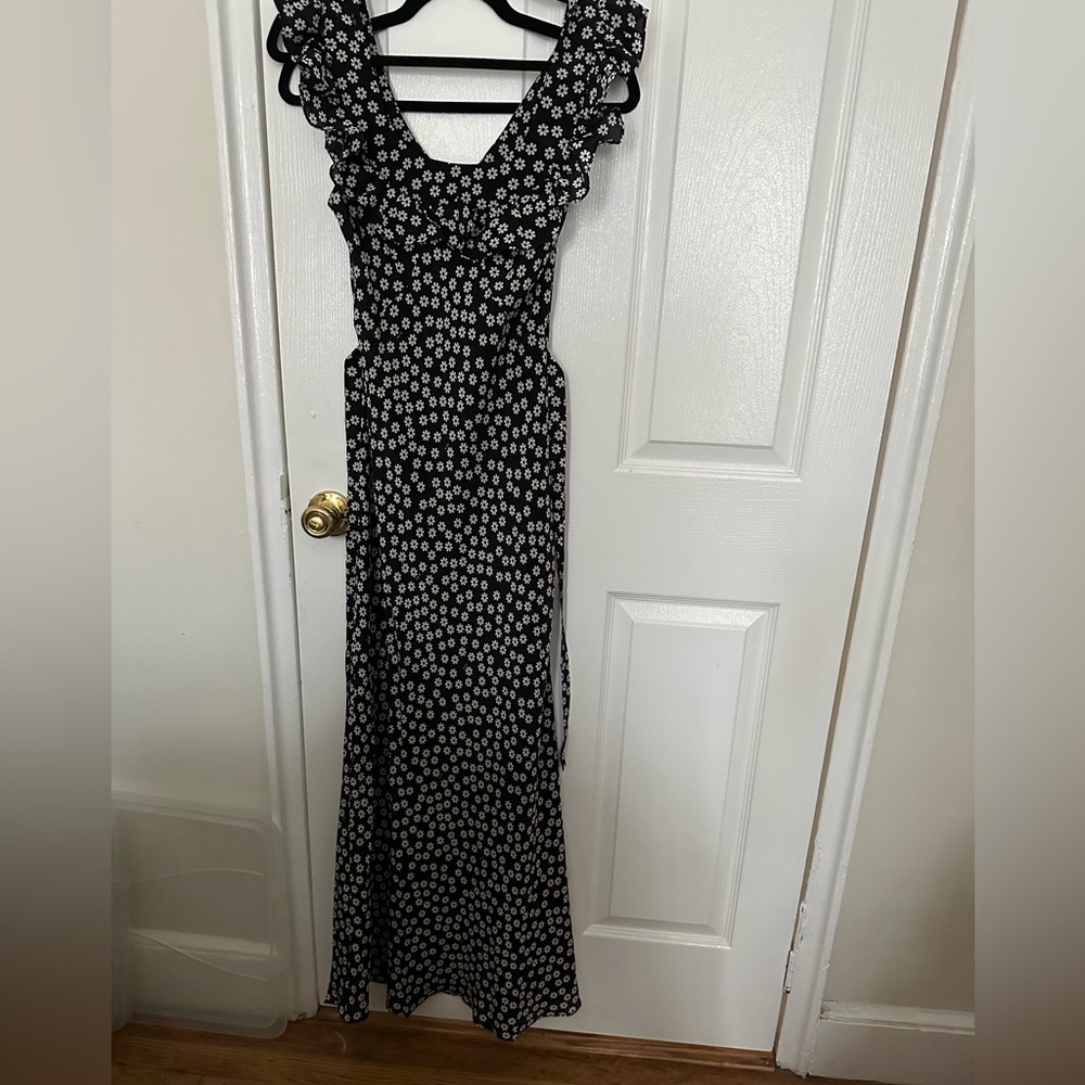 Realisation Par maxi black flower dress